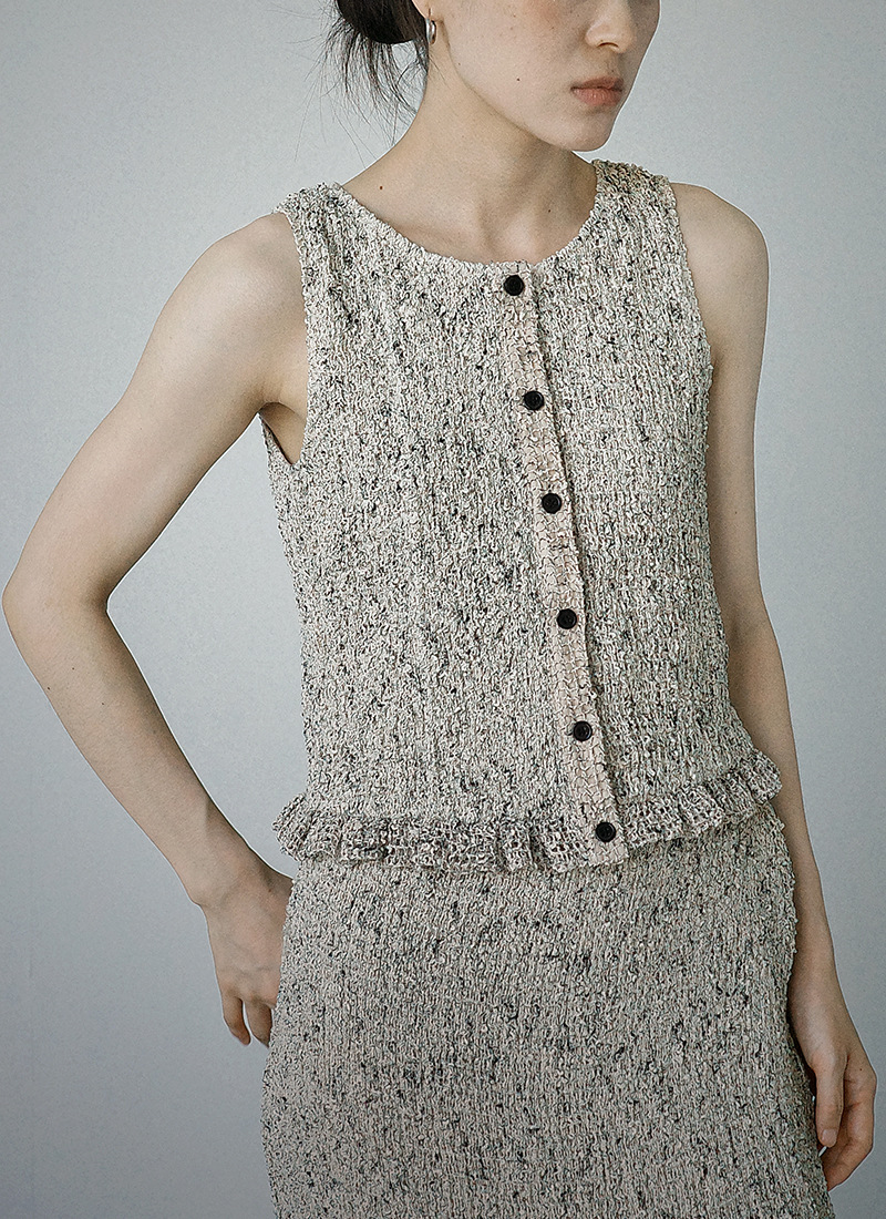 CLANE W FACE MIX MESH GATHER N/S TOPS