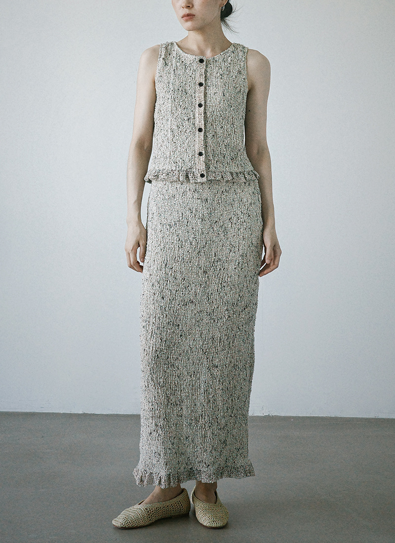 CLANE W FACE MIX MESH GATHER N/S TOPS