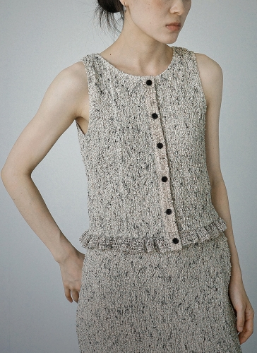 CLANE W FACE MIX MESH GATHER N/S TOPS