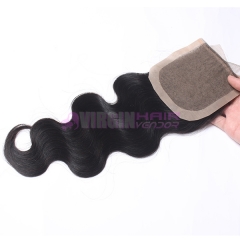 8-18 Inch Top Grade 4x4 inch Silk Base Lace Closure Body Wave Free part & Middle part three part on full stock