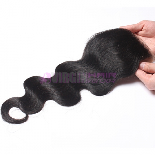 8-18 Inch Top Grade 4x4 inch Silk Base Lace Closure Body Wave Free part & Middle part three part on full stock