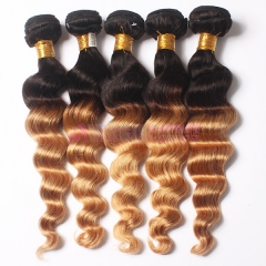 Ombre Malaysian hair Loose wave virgin Human Hair Weave  Omber 1b/27 weave