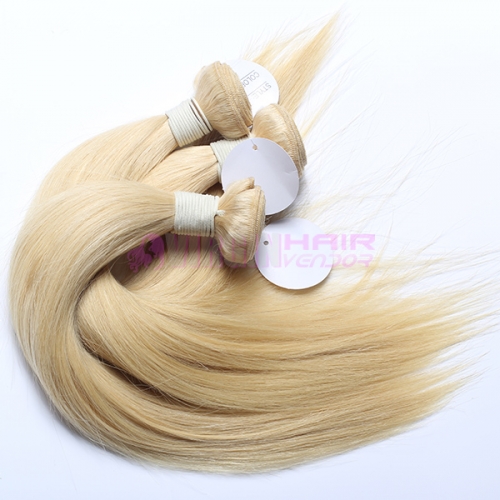 Highest quality Straight human blonde hair 613 color European human hair weft