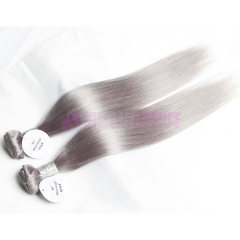 New fashion tangle free natural straight hair weft grey Malaysian hair