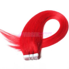 natural straight hair 100% tape hair extension red color