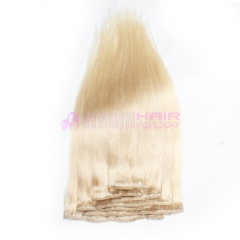 Double Weft Clip In Hair Extensions Virgin Brazilian Hair #60 Color Clip On Hair