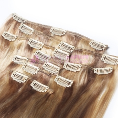 18#613 Grade 7A 100% Remy Natural Clip In Human Hair Extensions Brazilian Virgin Hair Clip In Extension Straight