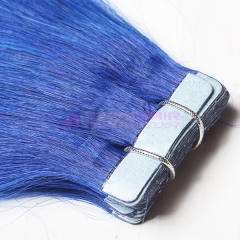 100% human hair cheap tape hair extension Blue color