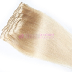 Double Weft Clip In Hair Extensions Virgin Brazilian Hair #60 Color Clip On Hair