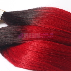 unprocessed russian hair weave ombre hair extensions 1b/red virgin hair