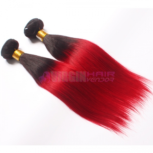 unprocessed russian hair weave ombre hair extensions 1b/red virgin hair