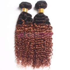 24 inch 100% human ombre hair double drawn curly virgin hair