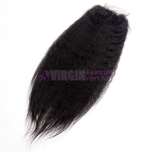 Wholesale Super Quality Virgin Peuvian Hair Kinky straight&nbsp; Human Hair Lace Closure