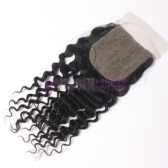 8-18 Inch Good grade 4x4 inch Silk Base Lace Closure Curl Free part & Middle part three part