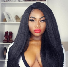 kinky straight,150% destiny 100% Human Hair Lace Frontal Wig kinky straight 12-22inch natural color