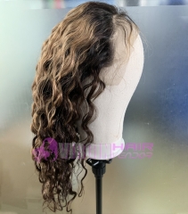 Super grade 8-24inch highlight loose curly lace frontal wig 100% virgin brazilian hair in stock factory supplier