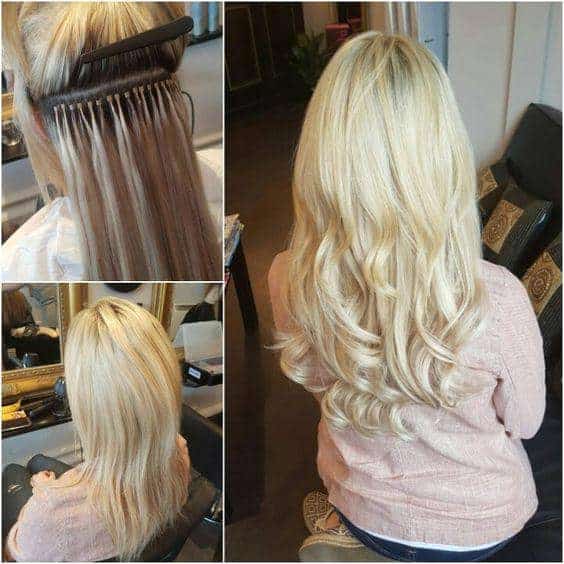 keratin hair extension before & after