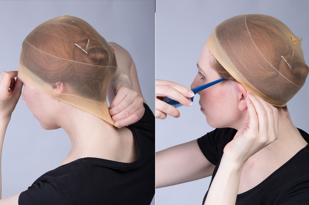 how to put your long hair under a wig cap