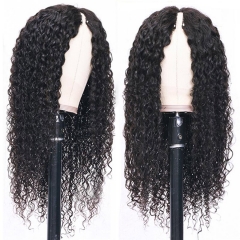 New V Part Wig Human Hair No Leave Out Deep Wave Wig Upgrade U Part Wig No Glue & Suit Your Natural Hair Curly Human Hair Wig