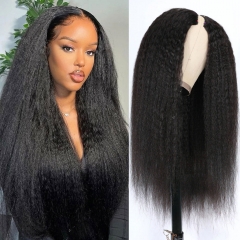 V Part Wig Human Hair Kinky Straight Wig Glueless Upgrade U Part Wig Yaki Human Hair Wigs For Women No Leave Out Wig