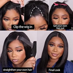 V Part Wig Human Hair No Leave Out Straight Brazilian Human Hair Wigs No Glue Remy Human Hair Wig for Women
