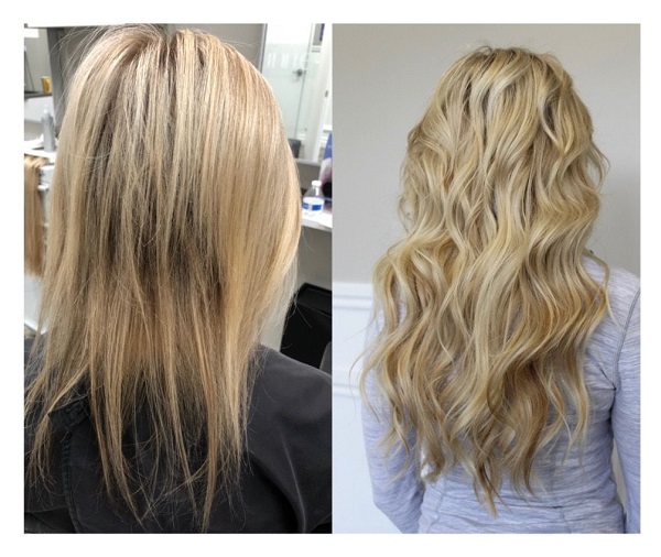 tape in hair extensions before and after