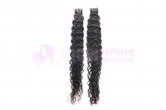 Wholesale virgin brazilian water wave tape in human hair extensions #1b