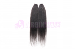 Wholesale virgin brazilian kinky straight tape in human hair extensions #1b