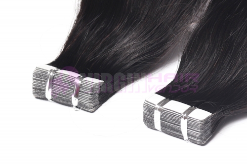 Wholesale virgin brazilian straight tape in human hair extensions #1b