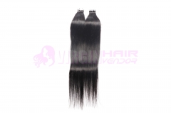 Wholesale virgin brazilian straight tape in human hair extensions #1b