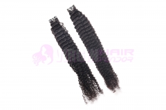 Wholesale virgin brazilian kinky curly tape in human hair extensions #1b