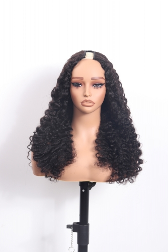 Burmese Curly Hair 1B# V Part Wig Wholesale Price Raw Hair