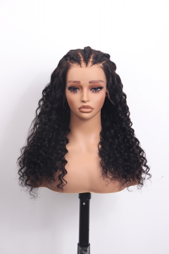 3D Dome Cap 13x6 HD Lace Frontal Wig 200% 20'' Deep Wave Braid Wig Wholesale Price B