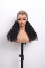 20'' 3D Dome Cap 13x6 HD Lace Frontal Wig 200% Deep Wave Braid Wig Wholesale Price C