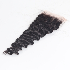 4x4 Lace Closure Deep Wave Natural Color 100% Human Hair Wholesale Price