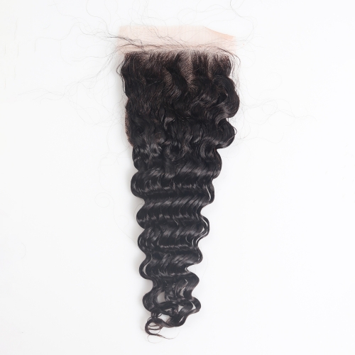 4x4 Lace Closure Deep Wave Natural Color 100% Human Hair Wholesale Price