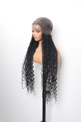 #1B Boho Knotless Braids Goddess Lace Front Wig Pre-Braided Hair Wholesale Price