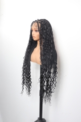 #1B Boho Knotless Braids Goddess Lace Front Wig Pre-Braided Hair Wholesale Price