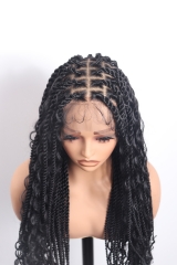 #1B Boho Knotless Braids Goddess Lace Front Wig Pre-Braided Hair Wholesale Price