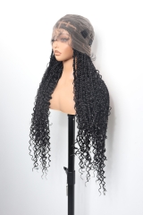 #1B Boho Knotless Braids Goddess Lace Front Wig 36‘’ Pre-Braided Hair Wholesale Price