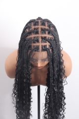 #1B Boho Knotless Braids Goddess Lace Front Wig 36‘’ Pre-Braided Hair Wholesale Price