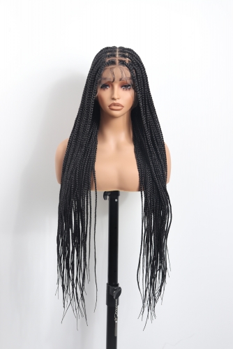 #1B Knotless Braids Goddess Lace Front Wig 36‘’ Pre-Braided Hair Wholesale Price