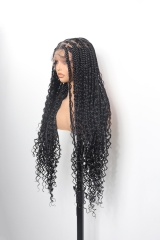 #1B Boho Knotless Braids Goddess Lace Front Wig 36‘’ Pre-Braided Hair Wholesale Price