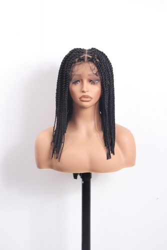 #1B Bob Knotless Braids Goddess Lace Front Wig 14‘’ Pre-Braided Hair Wholesale Price