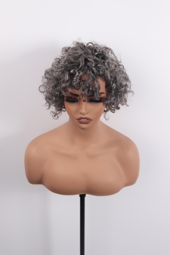 Grey Color Glueless Bob Wig Curly Hair Lace Wig Wholesale Price