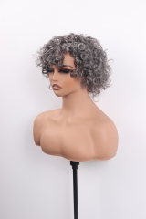 Grey Color Glueless Bob Wig Curly Hair Lace Wig Wholesale Price