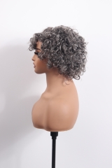 Grey Color Glueless Bob Wig Curly Hair Lace Wig Wholesale Price