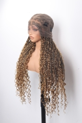 Pre-styled Knotless Braids Wig #1B-27 Color Lace Front Wig Pre-Braided Hair Wholesale Price