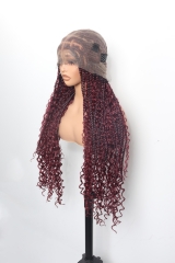 Pre-styled Knotless Braids Wig #1B-99j Color Lace Front Wig Pre-Braided Hair Wholesale Price