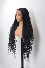 Pre-styled Knotless Braids Wig #1B Color Lace Front Wig Pre-Braided Hair Wholesale Price